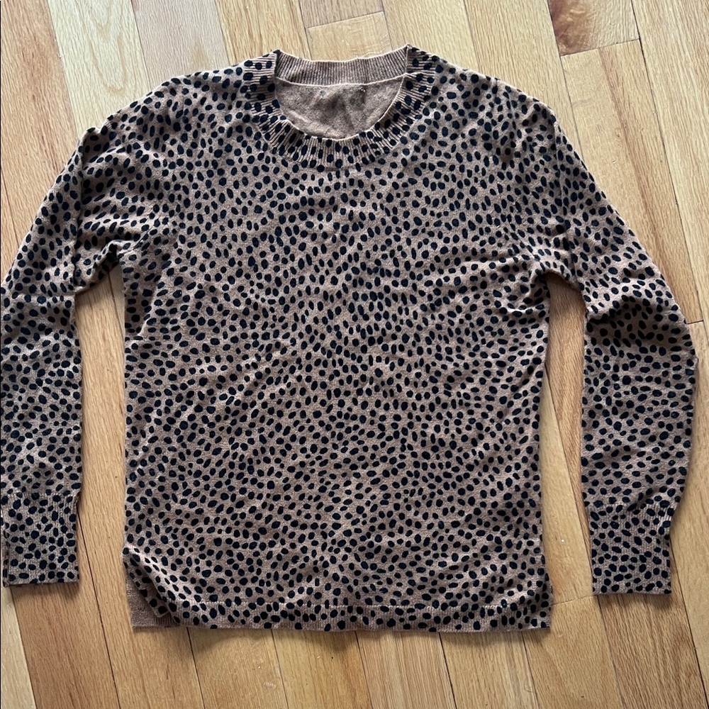 J CREW 100% CASHMERE Leopard Print Sweater
